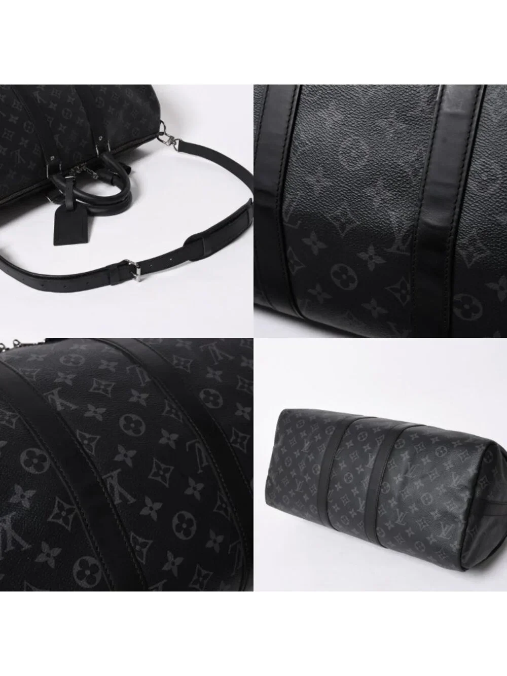 Louis Vuitton Keepall Bandouliere 45 Monogram Eclipse Canvas Black Leather